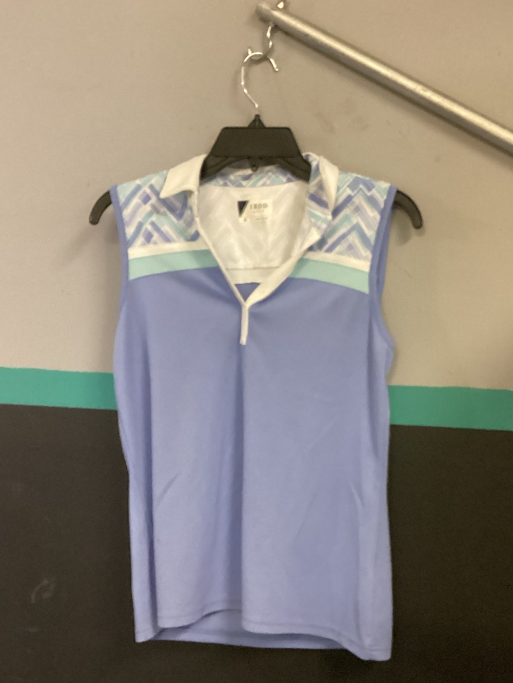 Izod Lavender Sleeveless Polo Tank with Patterned Yoke